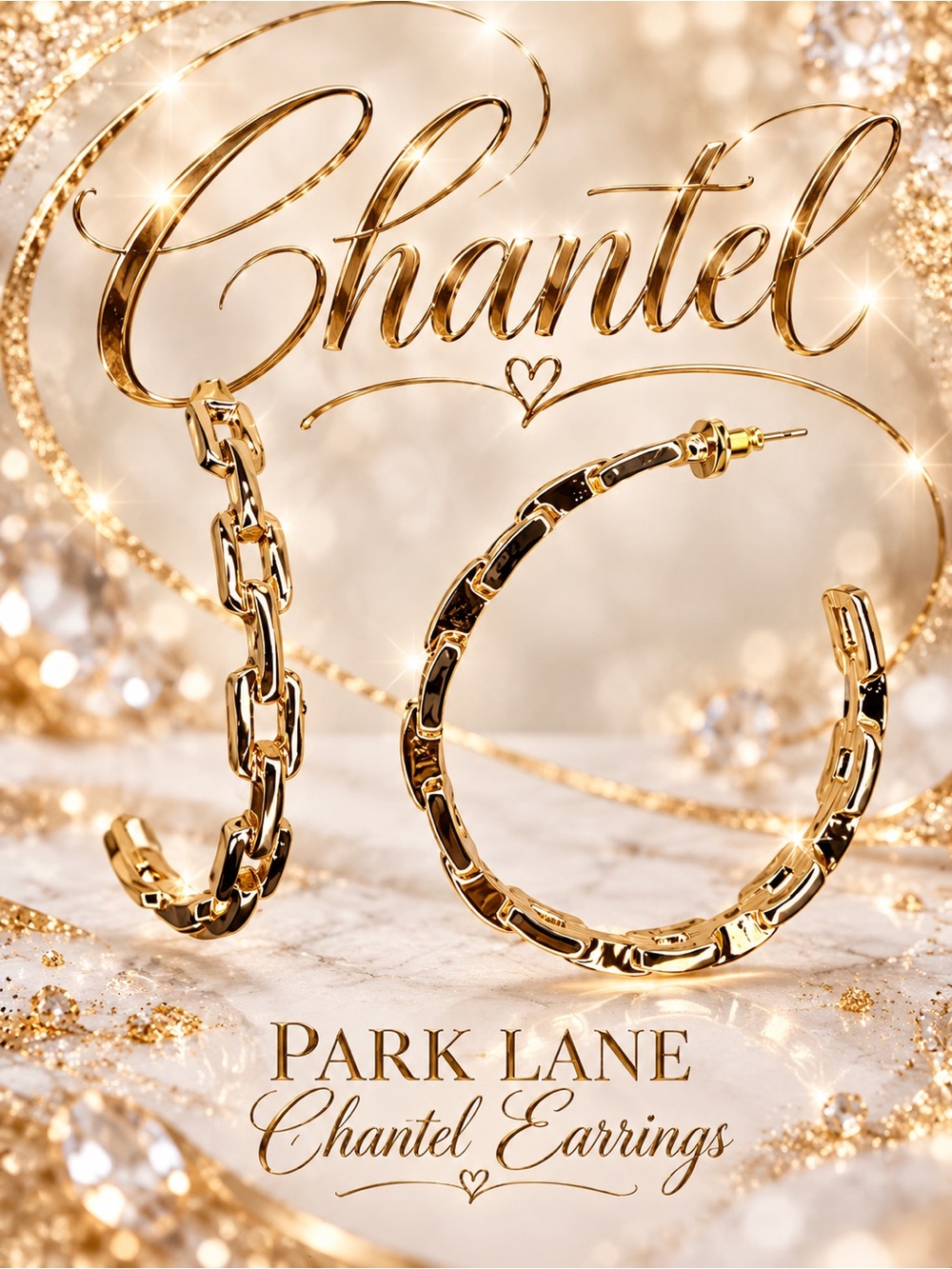 Park Lane Women’s Chantel Gold Chain Hoop Earrings Casual Statement Jewelry NWT